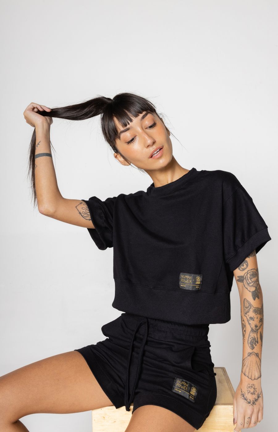 Cropped Human Power Preto