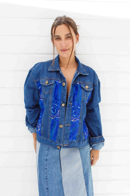 Jaqueta jeans floral
