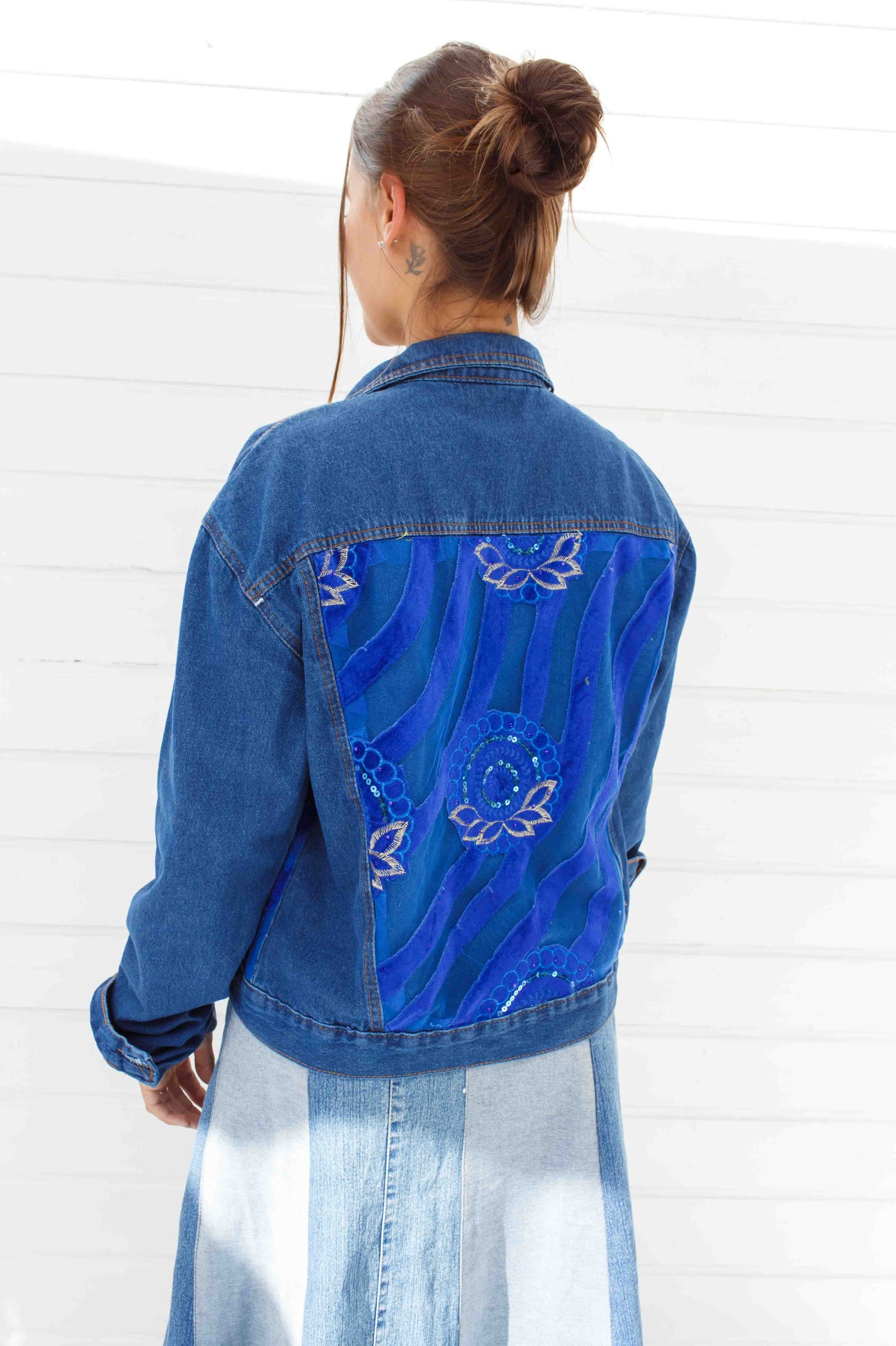 Jaqueta jeans floral