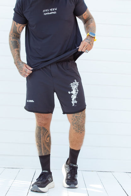 Short Esportivo Preto com estampa branca - Coleção Floripa