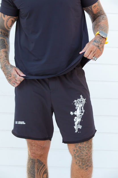 Short Esportivo Preto com estampa branca - Coleção Floripa