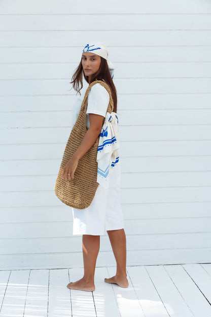 Lenço Off White com Azul – Martim-pescador